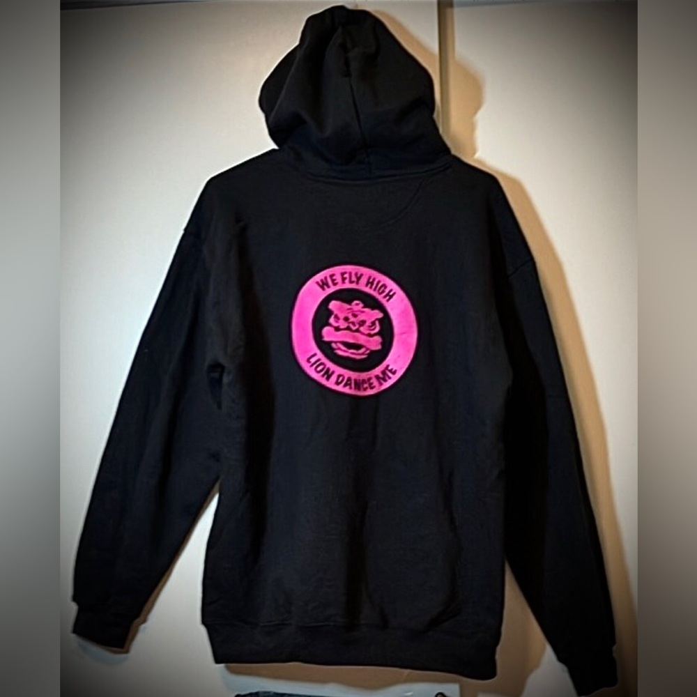 Kung Fu Lion Dance We Fly High 75% Cotton hooded sweatshirt Black color Size L